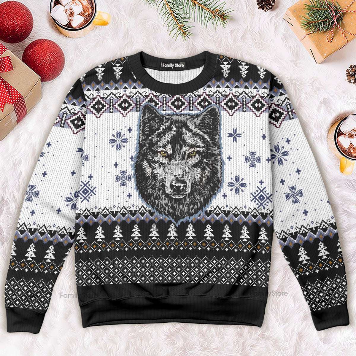 Awesome Wolf Ugly Christmas Sweater For Men And Women