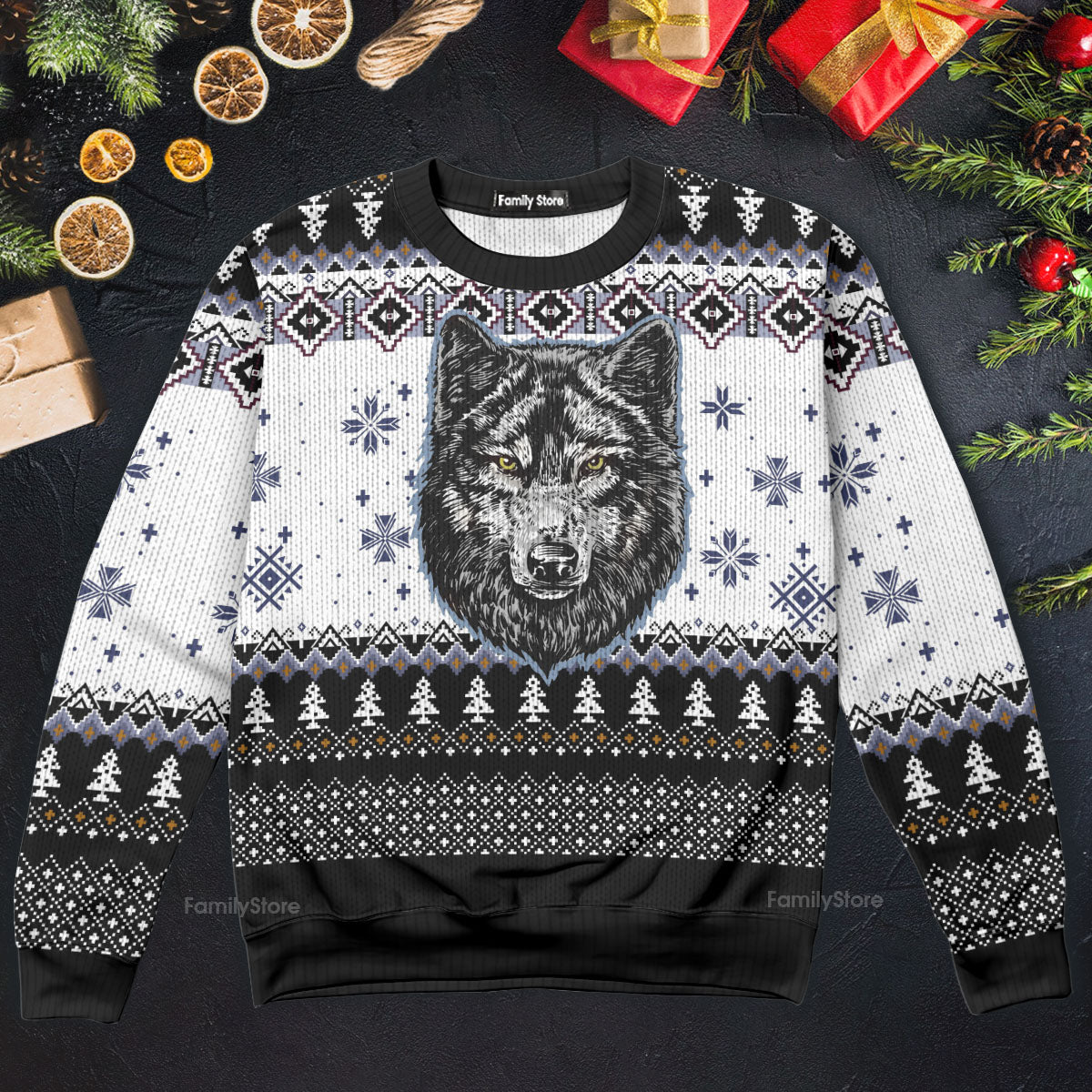 Awesome Wolf Ugly Christmas Sweater For Men And Women