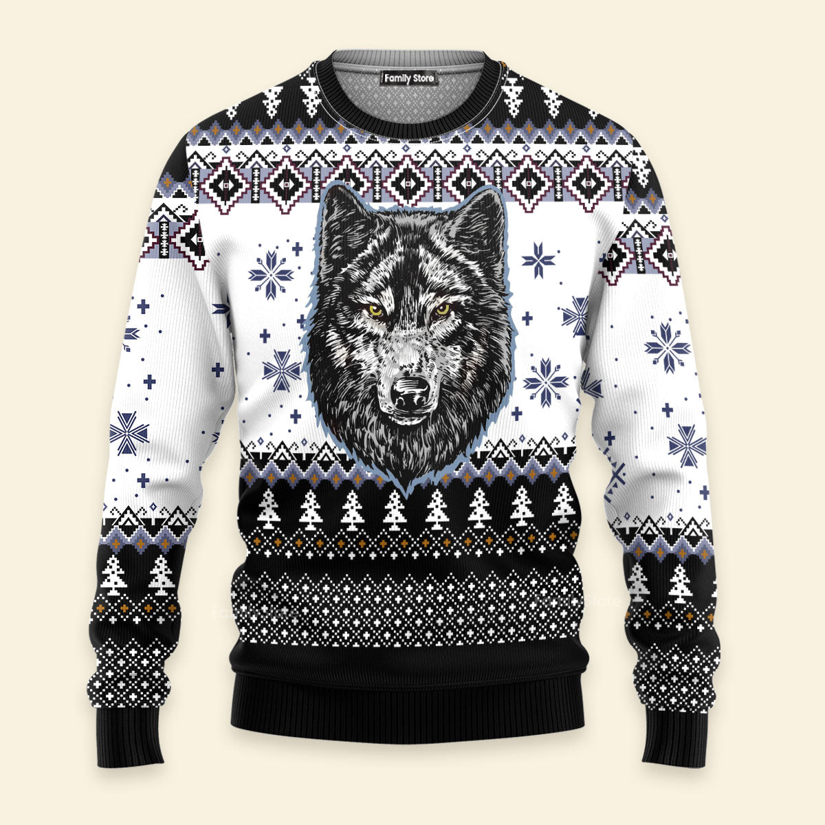 Awesome Wolf Ugly Christmas Sweater For Men And Women