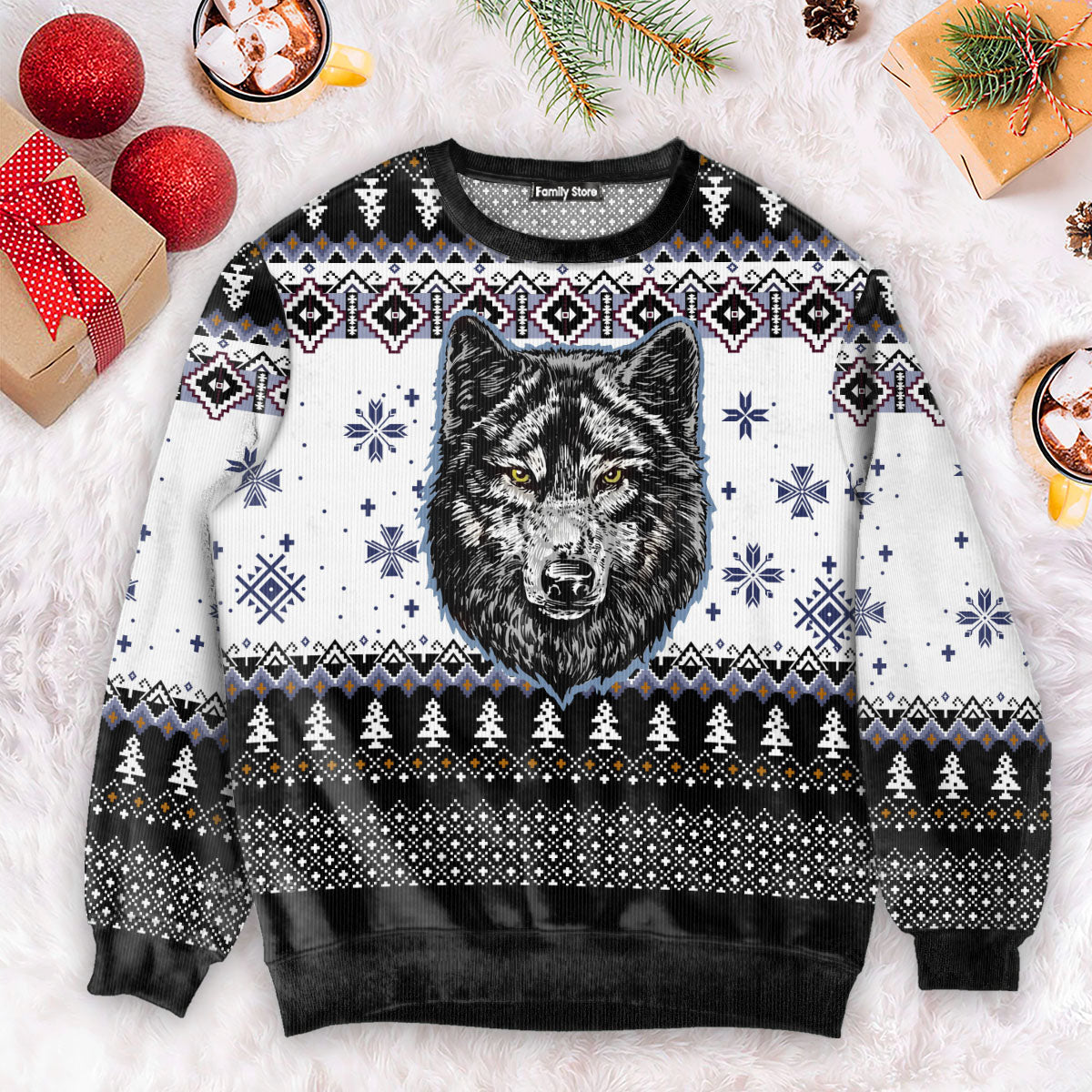 Awesome Wolf Ugly Christmas Sweater For Men And Women